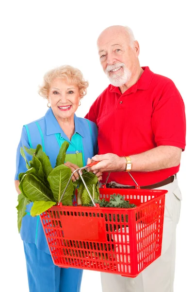 Sênior casal lojas saudáveis — Fotografia de Stock