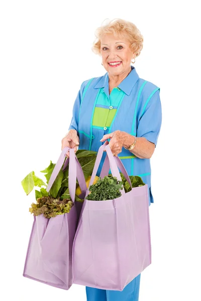 Senior Lady Shops Green — Stock Photo, Image