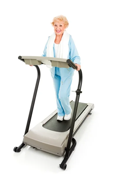 Senior Lady on Treadmill — Stock Photo, Image