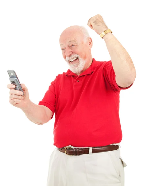 Starší muž - dobré zprávy text — Stock fotografie