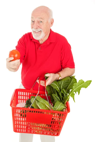 Senior Man Shops for Produce — Stock Photo, Image