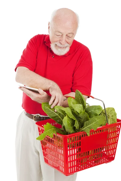 Senior Shopper Checks Basket — Stock Photo, Image