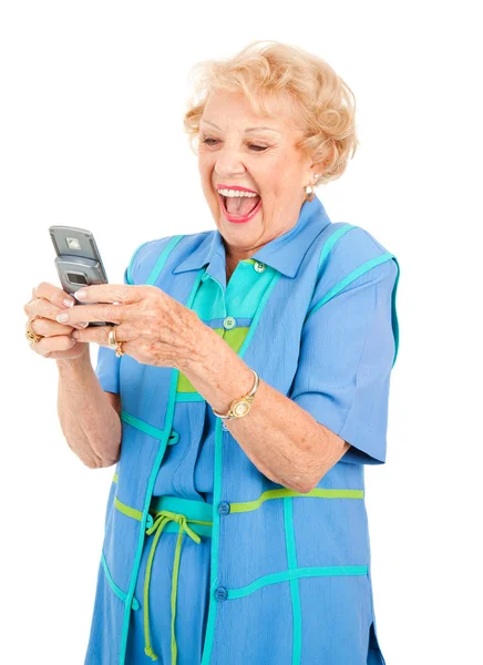 Starší žena - vtipné SMS — Stock fotografie