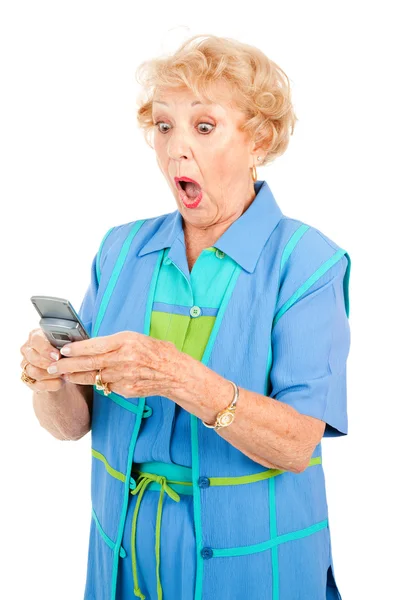 Senior vrouw - schokkende tekst — Stockfoto