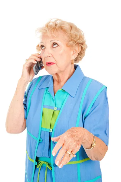 Senior Woman Gossips on Cellphone — Stock Photo, Image