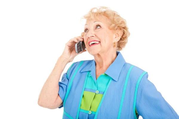 Starší žena - na mobil — Stock fotografie