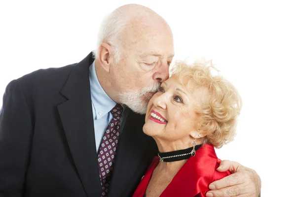 Seniorer - holiday kyss — Stockfoto