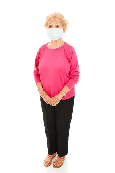 Epidemi - senior kvinna hela kroppen — Stockfoto