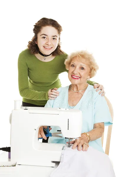 Family Sewing Project — Stock Photo, Image