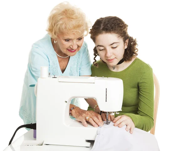 Sewing Help from Grandma — Stock Photo, Image