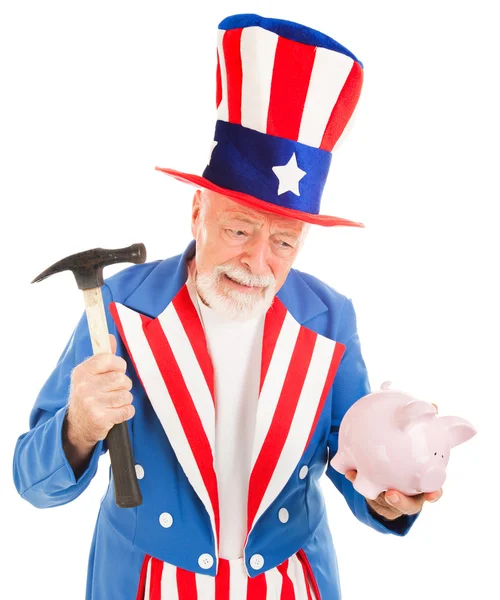 Uncle Sam Desperate for Cash — Stock Photo, Image