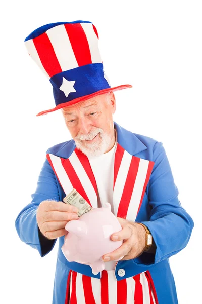 Uncle Sam Saving Money — Stock Photo, Image
