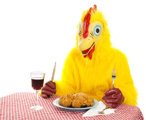 Chicken Man Eating Dinner