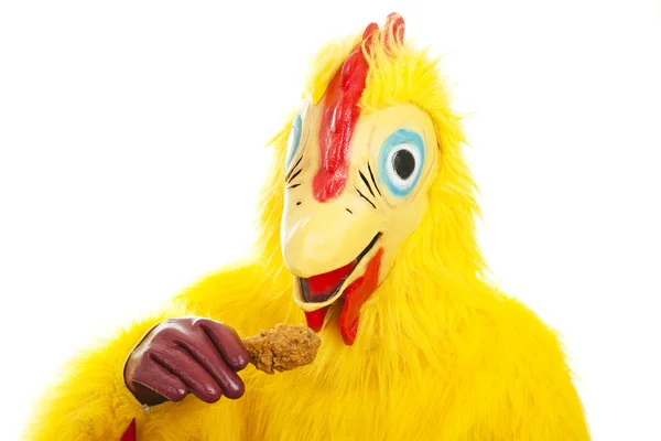 Kyckling man äter Kycklingben — Stockfoto