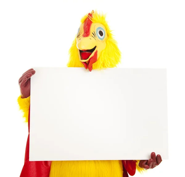 Chicken Man Holding Sign — Stock Photo, Image