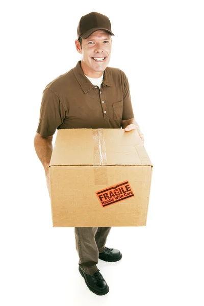Uomo di consegna con scatola — Foto Stock