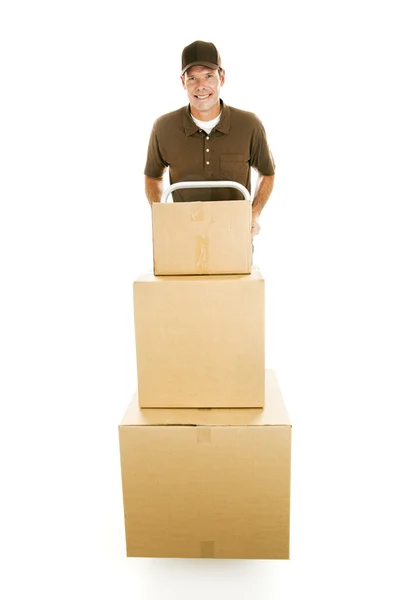 Hombre móvil ofrece cajas — Stok fotoğraf