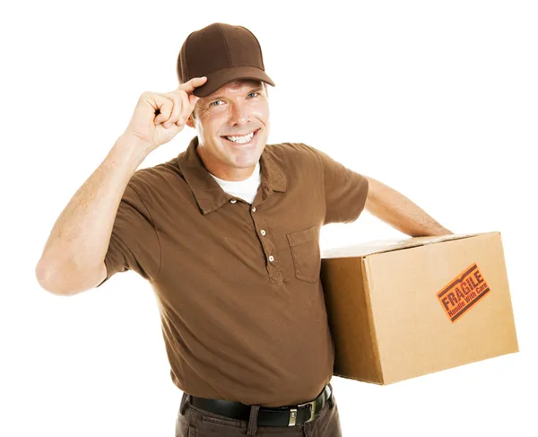 Beleefd levering man tips hoed — Stockfoto
