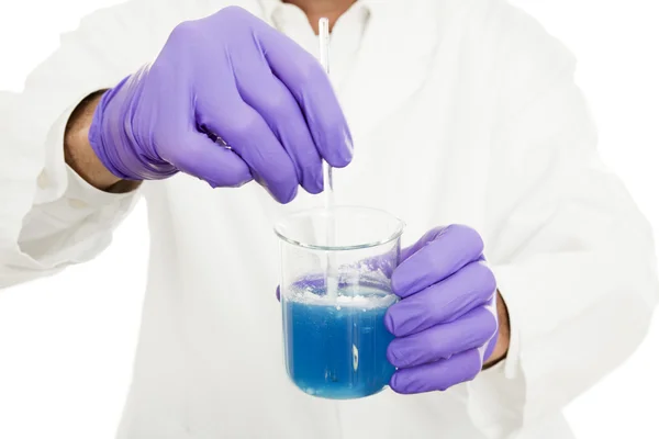 Powder Mixes with Liquid in Lab — Stock Photo, Image