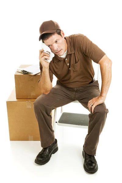 Cansado Mover ou homem de entrega — Fotografia de Stock
