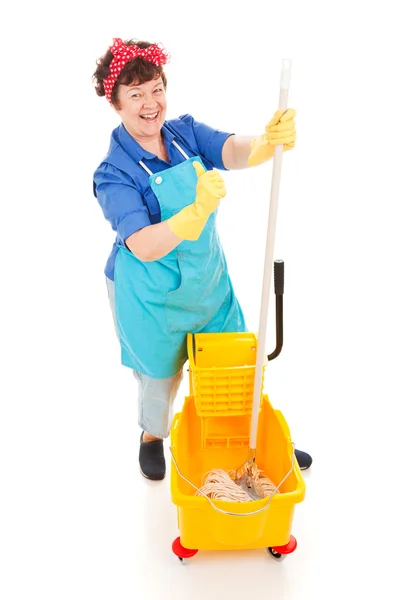 Kendine güvenen temizlikçi kadın — Stok fotoğraf