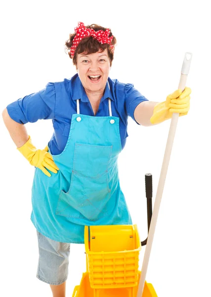 Femme de ménage bénéficie de son travail — Photo