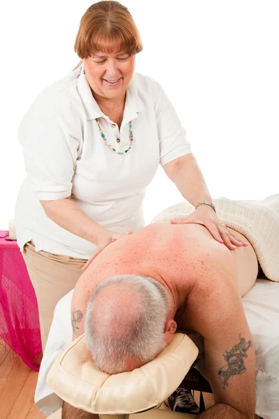 Massage Therapist Enjoys Work — Stock Photo, Image