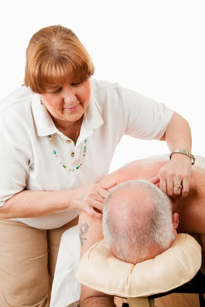 Massagear os ombros tensos — Fotografia de Stock