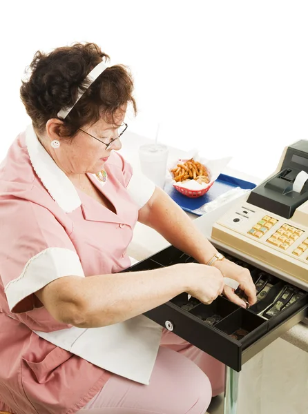 Cashier in Cafeteria — Stock Photo, Image