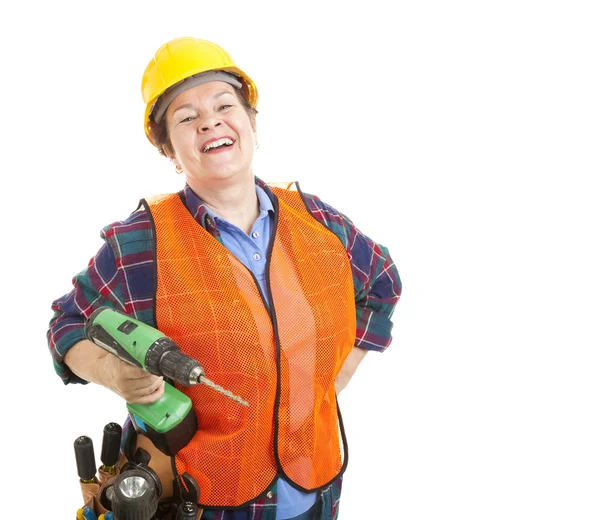 Construction Worker Loves Her Job — Stock Photo, Image