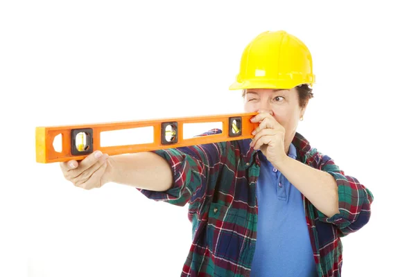 Ženské stavební dělník - úrovni — Stock fotografie
