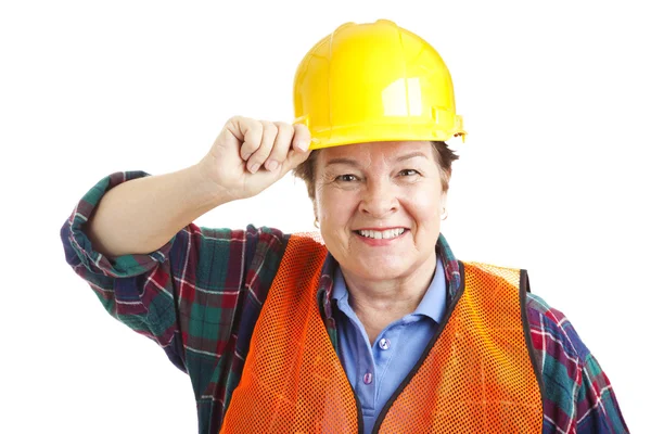Kvinnliga konstruktion arbetaren närbild — Stockfoto