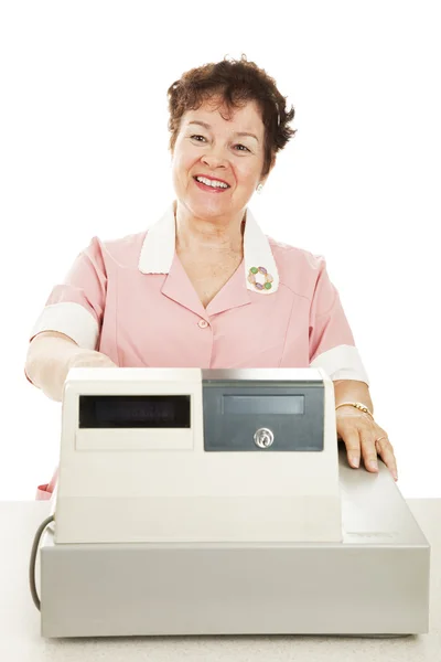 Friendly Smiling Cashier — Stock Photo, Image