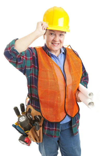 Trabajadora de construcción femenina educada — Foto de Stock