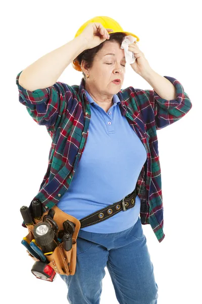 Fáradt női építőmunkás — Stock Fotó