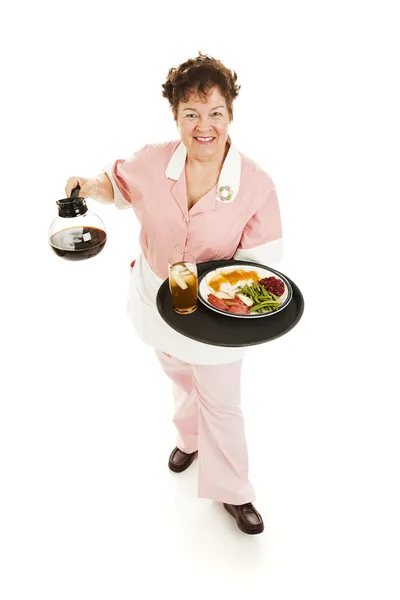 Waitress Serves You - Full Body — Stock Photo, Image