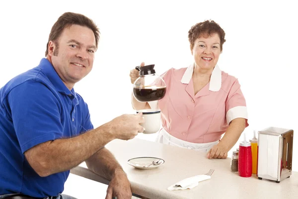 Официантка и клиент в кафе — стоковое фото