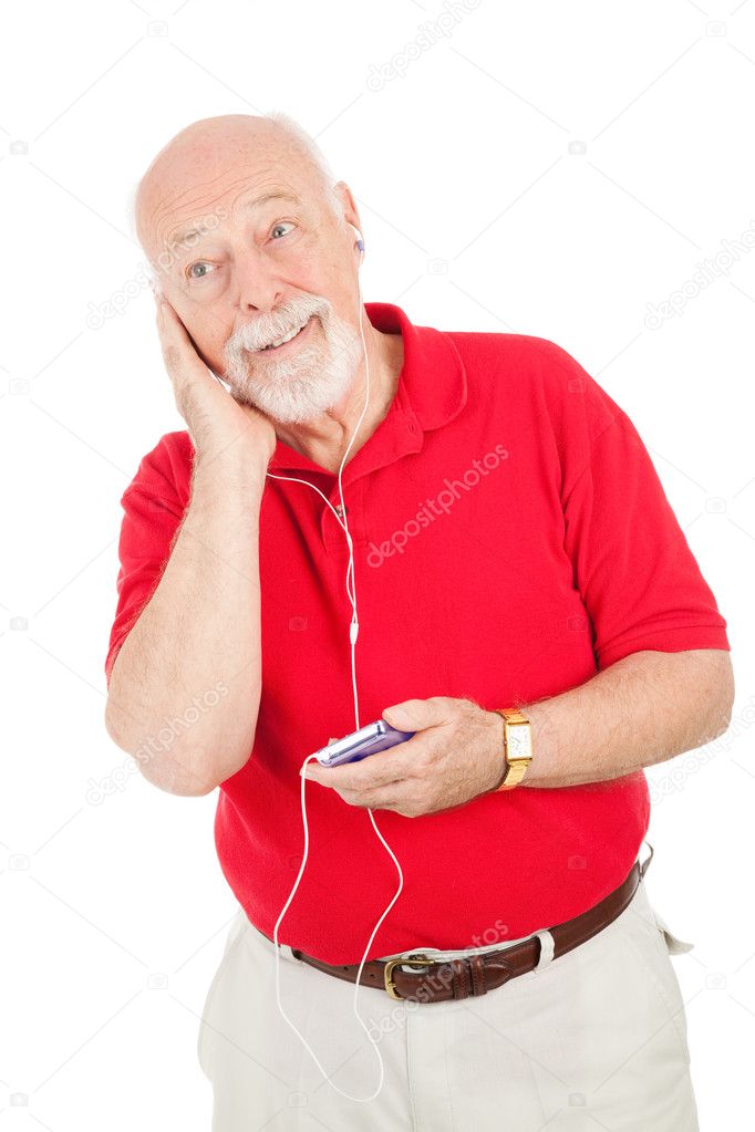 Senior Man Listens to MP3s