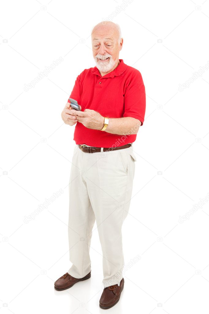 Senior Man Texting