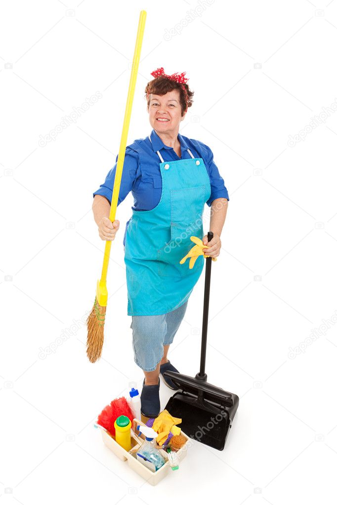 Cleaning Lady Isolated