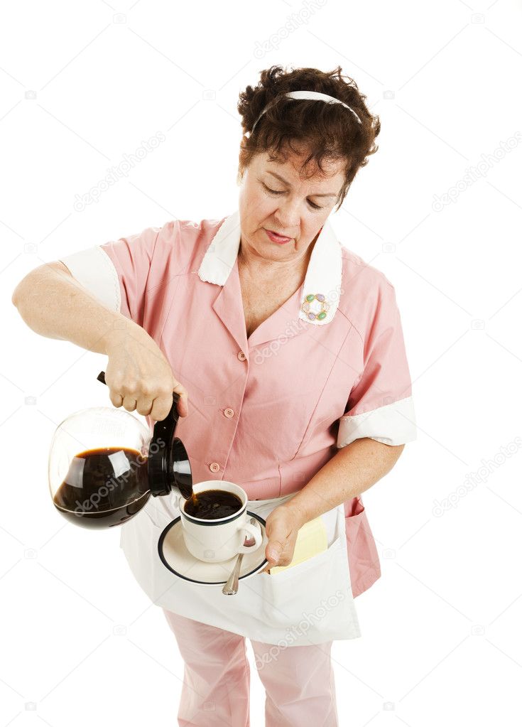 Waitress Pouring Coffee - Isolated