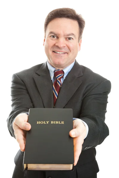 Ministre ou missionnaire avec la Bible — Photo