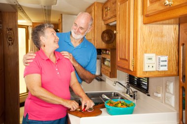 Seniors RV - Romance in Kitchen clipart