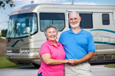 Seniors and Luxury Motor Home clipart