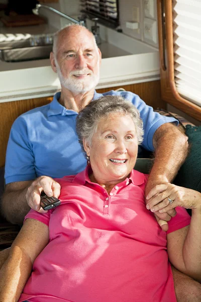 RV Seniors Watching TV — Stock Photo, Image