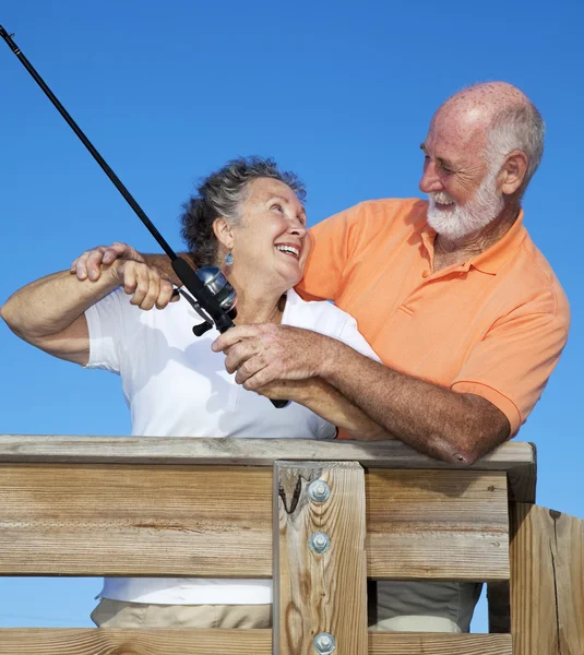 Senior Couple Fishing Together — Stock Photo, Image