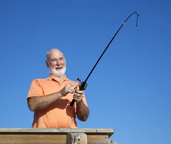 Senior divertimento di pesca — Foto Stock