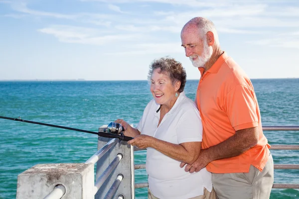 Idősek, halászat együtt — Stock Fotó