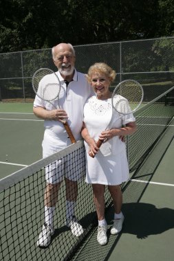 Senior Tennis Couple Full View clipart