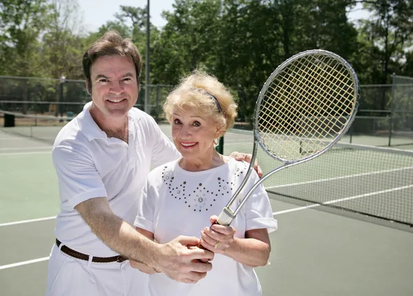 Her Tennis Lesson — Stock Photo, Image
